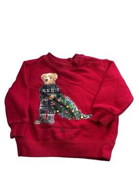 Ralph Lauren Red Polo Bear Holiday Sweatshirt - Kids